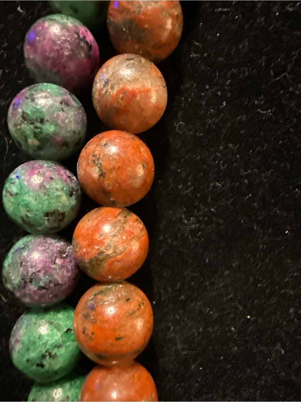 DJOY 925 S. Silver Gemstone Bead Necklace Lot 2 Ruby Zoisite & Red Gemstone 16"